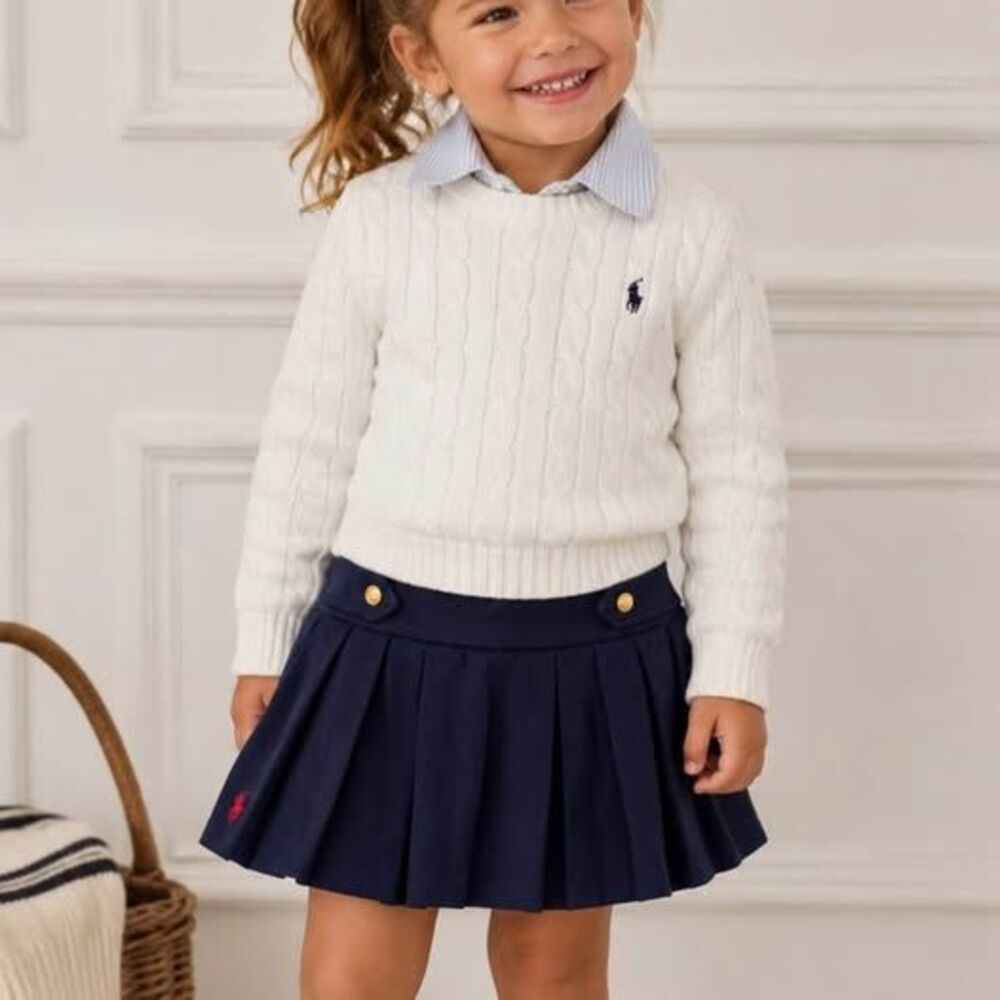 Polo Ralph Lauren Girls Pleated Skirt Pink Pony Size M